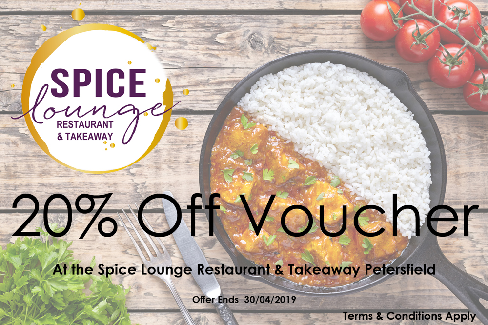 Spice Lounge Petersfield April 2019 Offer - Restaurants Petersfield - Authentic Indian Cuisine Hampshire - Free Local Delivery - Takeaway Menu - Set Menu - Weekly Offers