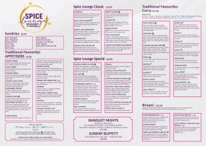 Eat In Menu - Spice Lounge Takeaway Petersfield Authentic Indian Cuisine Petersfield Hampshire Indian Restaurant